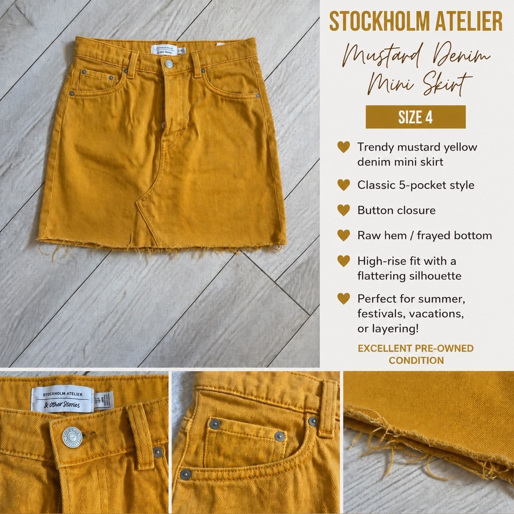 Stockholm Ateleir & Other Stories Mustard Yellow Denim Mini Skirt
